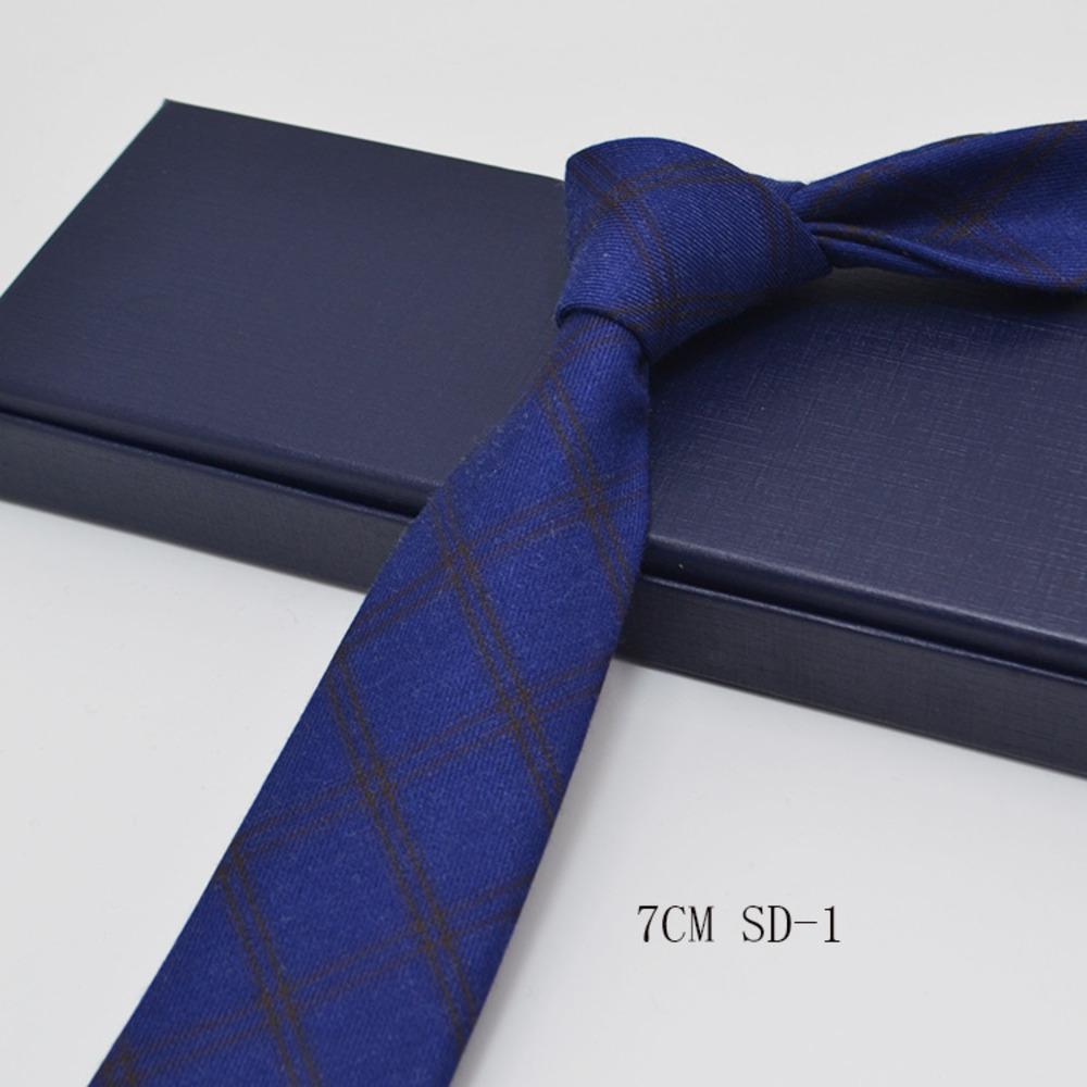 Luxury 7cm Grey Plaid Cotton Neck Ties For Men Soft TR Fabric Red Striped Neckties Casual Ties Wedding Party Groom Cravat Gift