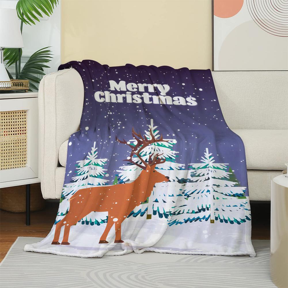1PC Throw Christmas Reindeer Red Plaid Flannel Blanket Xmas Holiday Throw Soft Warm Festival Decor Lucky Blankets Pefect Gifts