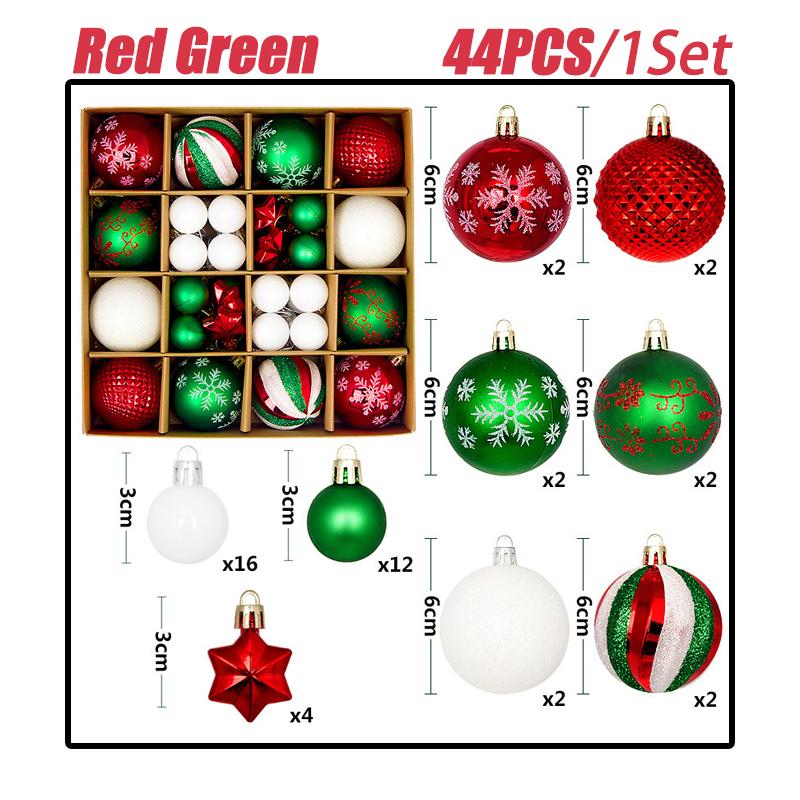 Merry Christmas Ball Ornaments Tree Hanging Pendants Set for Home Decoration Family New Year Celebration Party Decor