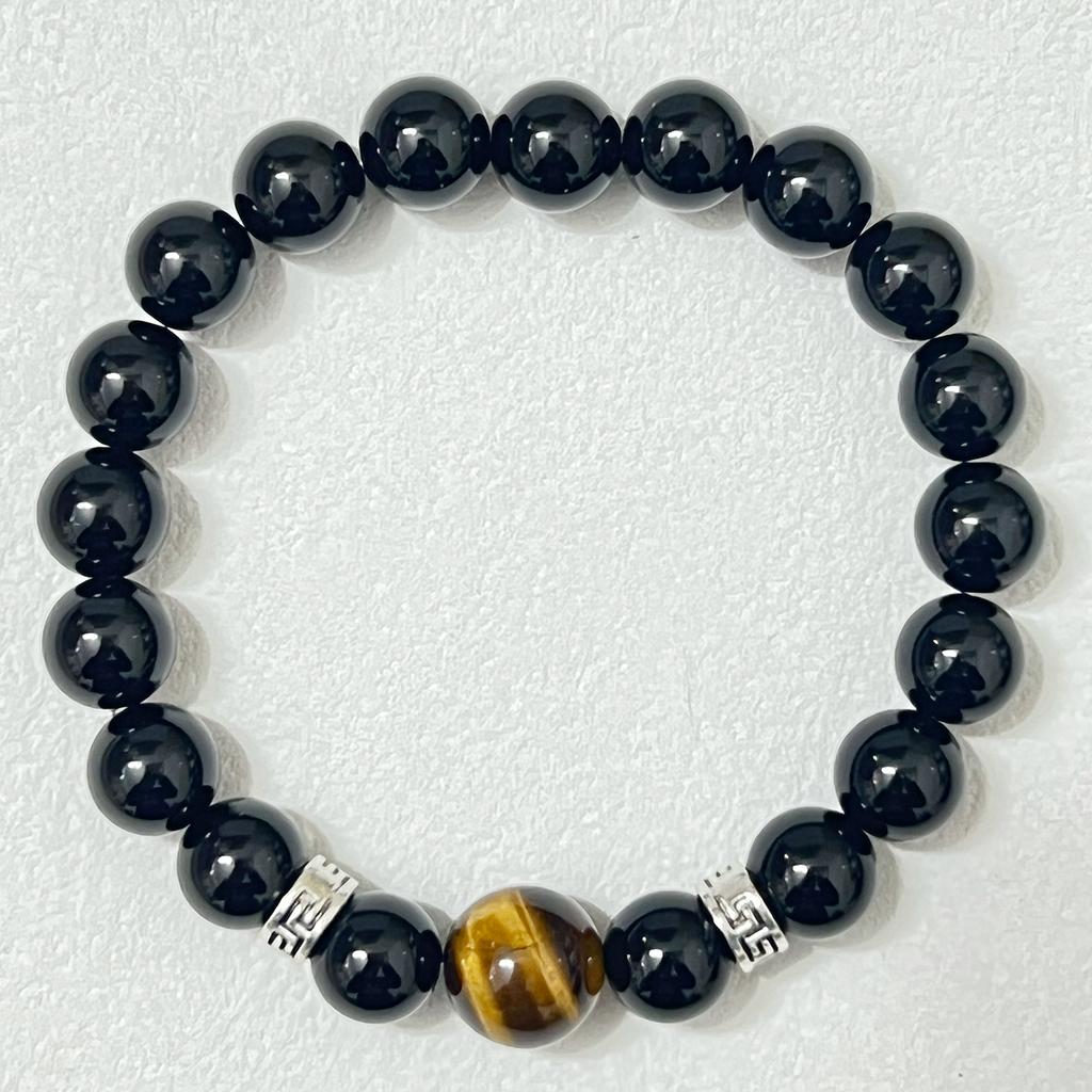 Obsidian Beaded Bracelets for Men 10mm Round Beads Natural Stone Anxiety Stress Relief Bangle Handmade Gemstone Jewelry Gifts