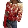 Women's Fashion Slim-Fit Round Neck Base Layer T-Shirt Christmas Print Long-Sleeved Top