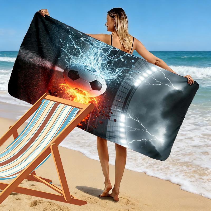 Soccer Art Print Beach Towel, Large Soft Quick Dry Towel for Beach Camping Swimming