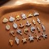 Diamond-Studded Dolphin & Starfish Stainless Steel Pendant - Cute Ocean Animal Jewelry Accessory