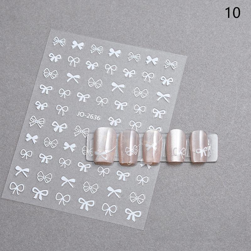 1Pcs 5D Sweet Bow Nail Sticker Kawaii Pink Black White Long Ribbon Bowknot Self Adhesive Nail Art Stickers Decoration Decals Diy