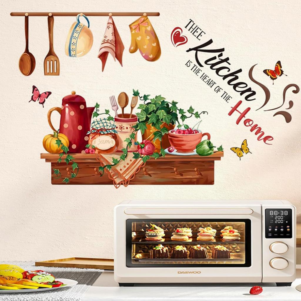 Kitchen Wall Decal Self-Adhesive Tableware Label Sticker for Dining Room Decor