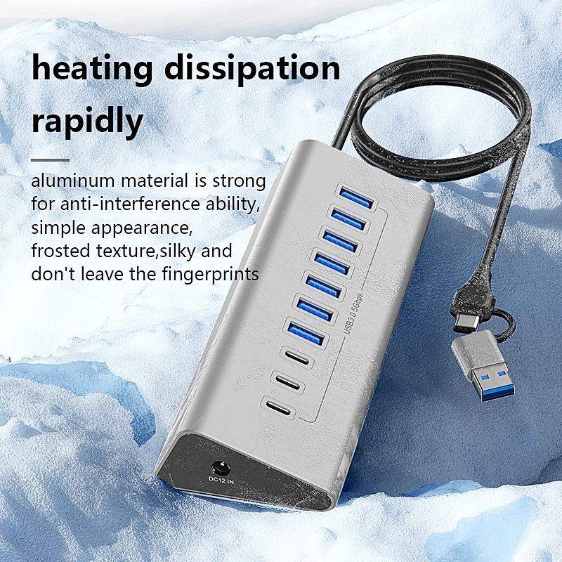 10Gbps USB 3.2 Docking Station Hub Type C Splitter Data Transfer Adapter with Card Reader Multi 7/8 Ports Switch For PC Laptop