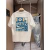 Japanese Mount Fuji Cherry Blossoms Print Men's Cotton Casual Short Sleeve T-Shirt Breathable Men's and Women's Summer Tee