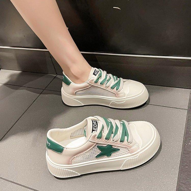 Casual Mesh White Shoes for Women  Spring and Summer New Sports Flat Ins XINGX Thin Low-Top Sneakers Women