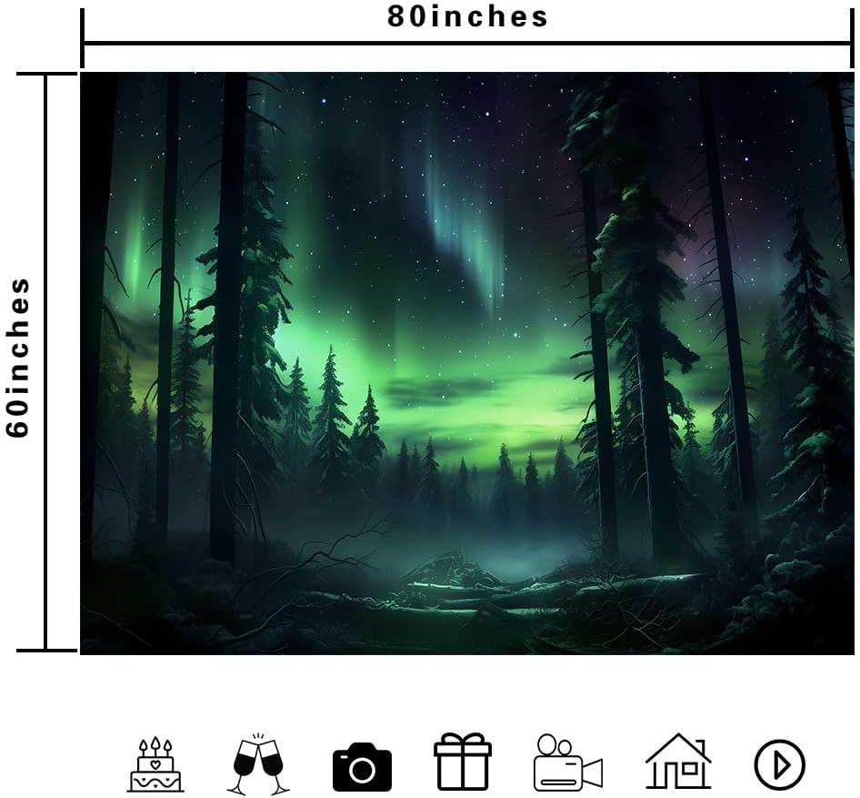 Northern Lights Forest Tapestry Aurora Borealis Misty Pine Trees Trippy Tapestry Aesthetic Wall Art Meditation Decor For Bedroom