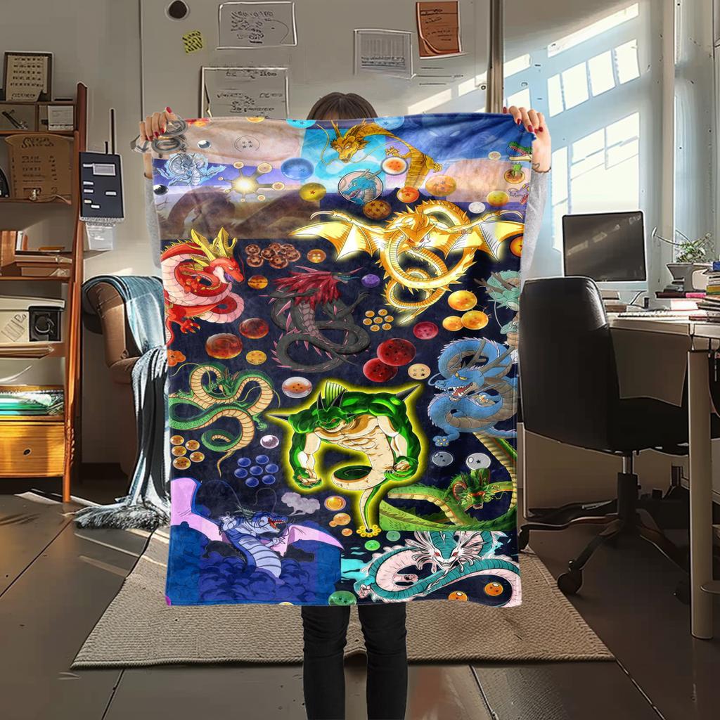 1PC DRAGON BALL  Print Flannel Blanket, High quality All Seasons, Home Decor, Warmth and Comfort, Perfect for Christmas Gifts