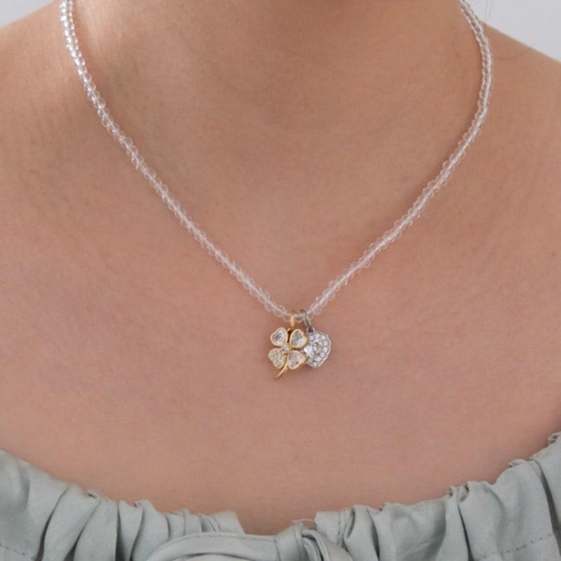 

TORTOISE [Silver925] Bukoleon Clover & Moika Heart Beads Necklace frozen