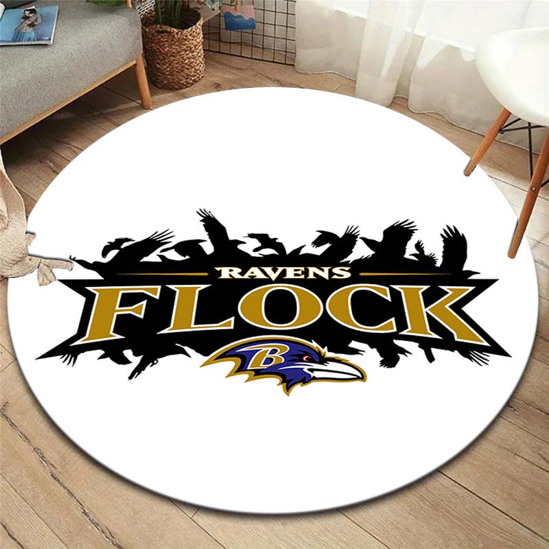 BaltimoreRavens Round Area Rug,Carpet Rug for Living Room Bedroom Sofa Playroom Decor,Non-slip Floor Mat