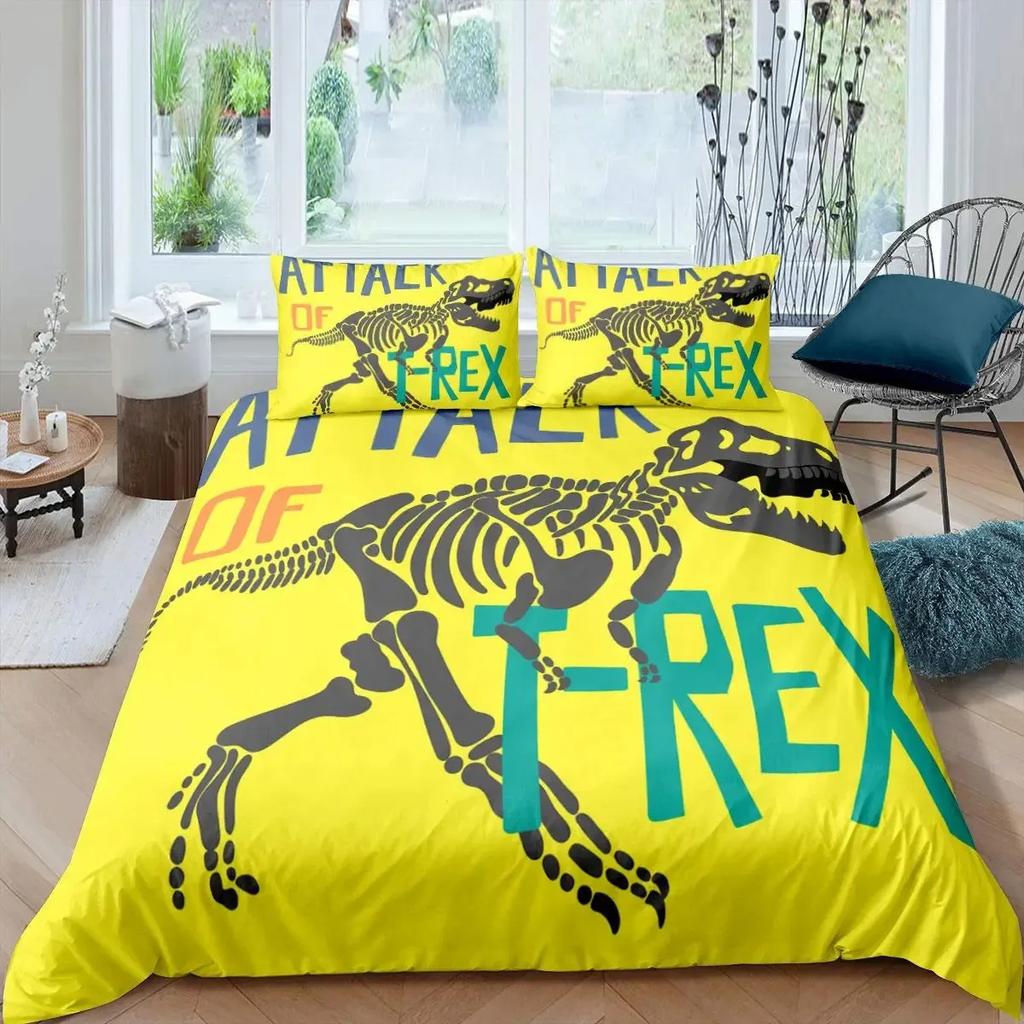 3D Dinosaur Duvet Cover Set Queen Size for Boys Dinosaur Bedding Set T-Rex Dinosaur Comforter Cover Bed Set Home Decor for Teens