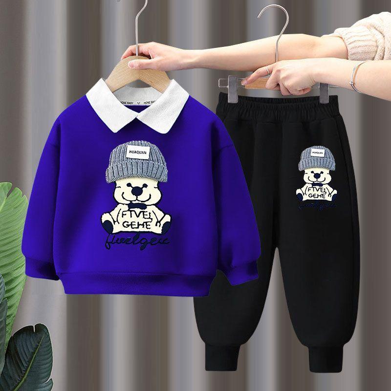 Herbst Baby Mädchen Kleidung Set Kinder Jungen Revers Cartoon Gedruckt Pullover Sweatshirts und Hosen 2 stücke Anzug Kinder Trainingsanzüge