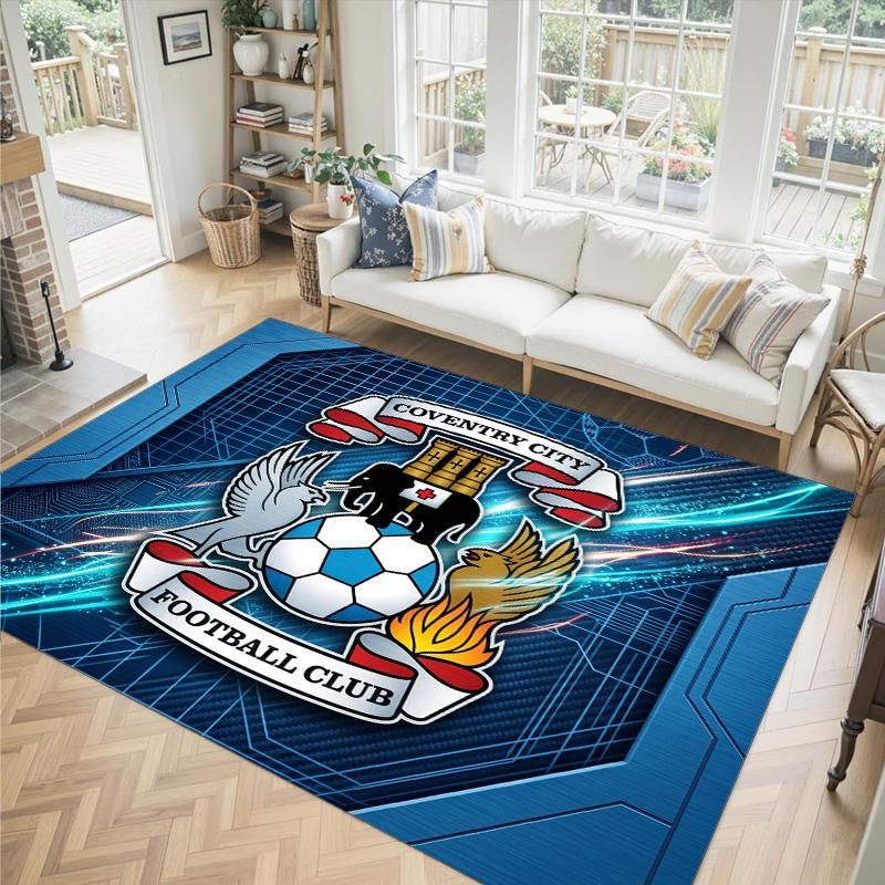 Coventry City Football Design Crystal Velvet Carpet Cozy Non?Slip Printed Rug For Bedroom Living Room Entrance