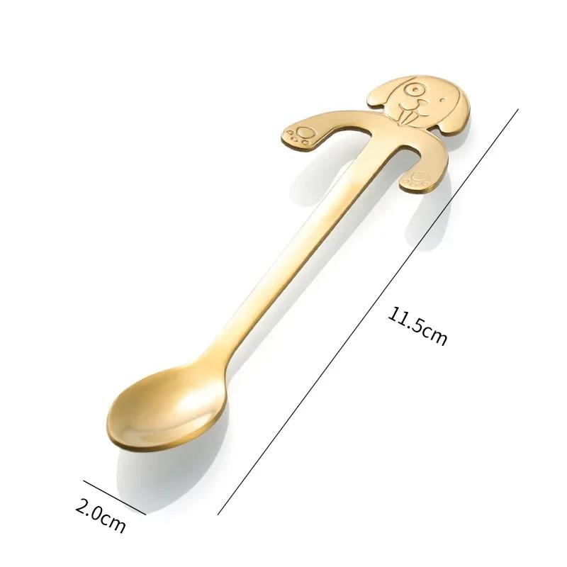 1pcs Cat Coffee Spoon Cartoon Cute Dessert Spoon Hanging Dog Mug Stirring Spoon Teaspoon Kitchen Tableware Stainless Steel