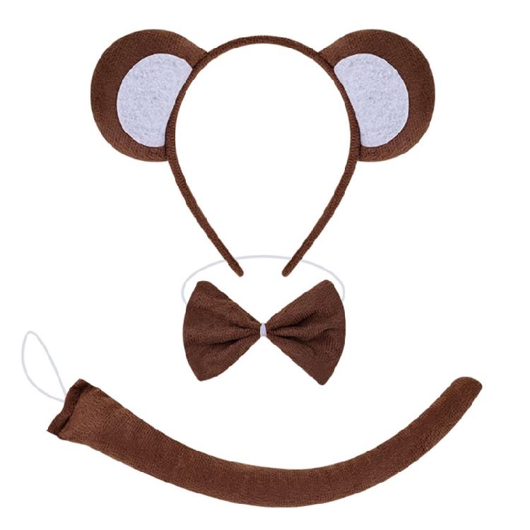 Halloween Monkey Costume Accessories Include Monkey Ear Headband Monkey Tail Bowtie Glove Skirt for Kid Boy Girl Cosplay
