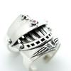 Silver One Si Medieval Armor Ring for 925 Sterling Silver with One Size Fits Sizes Men, Garnet, All, 15-23