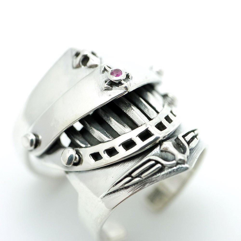 Silver One si Medieval Armor Ring for 925 Sterling Silver with One Size Fits Sizes Men, Garnet, All, 15-23