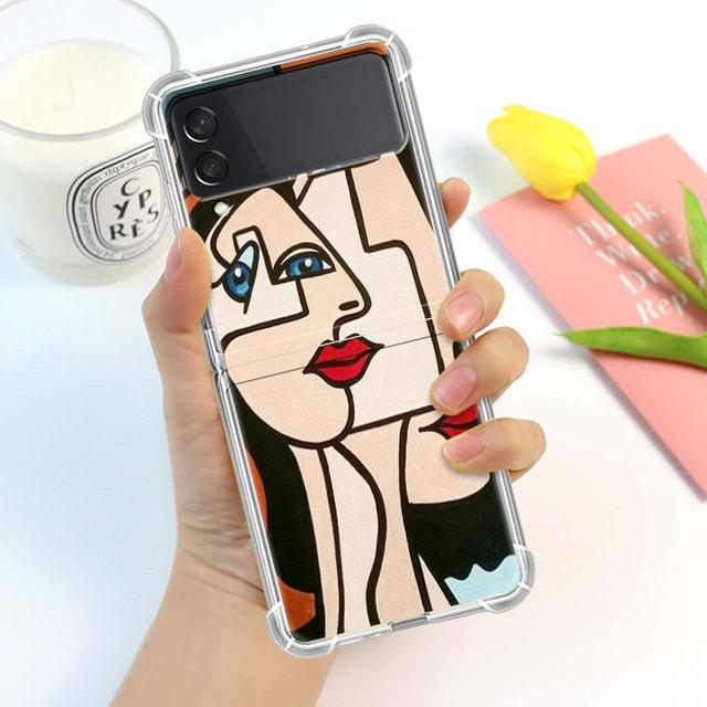 

Чехол с абстрактным рисунком Пикассо для Samsung Galaxy Z Flip 3 4 5g Funda Z Flip3, прозрачный жесткий противоударный чехол для телефона Samsung Z Flip 5G