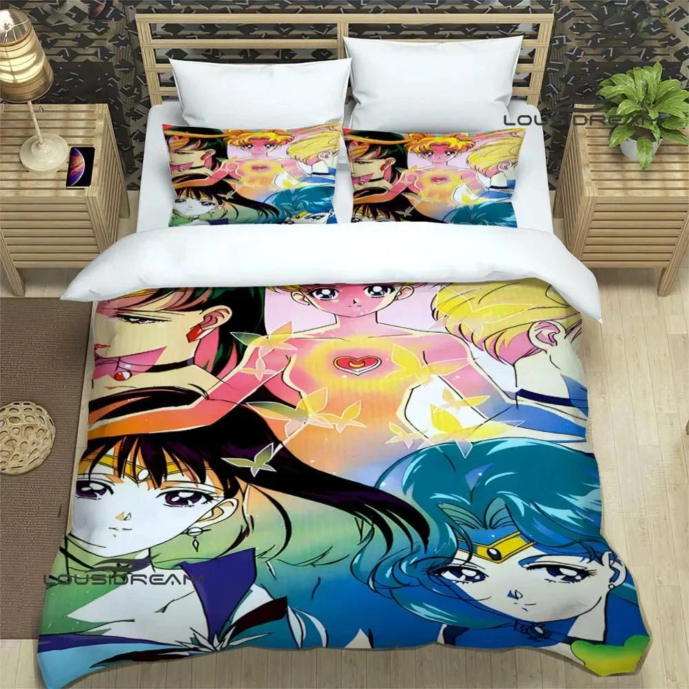 Set Biancheria da Letto Cartone Animato S-Sailor Moon Lussuoso Copripiumino Set Piumone Raffinate Biancheria da Letto Regalo di Compleanno