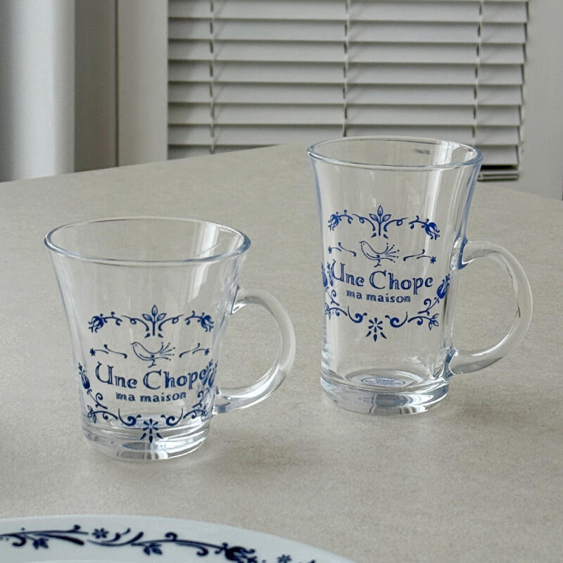 Blue Rose Glass Mug 250ml MADE IN JAPAN