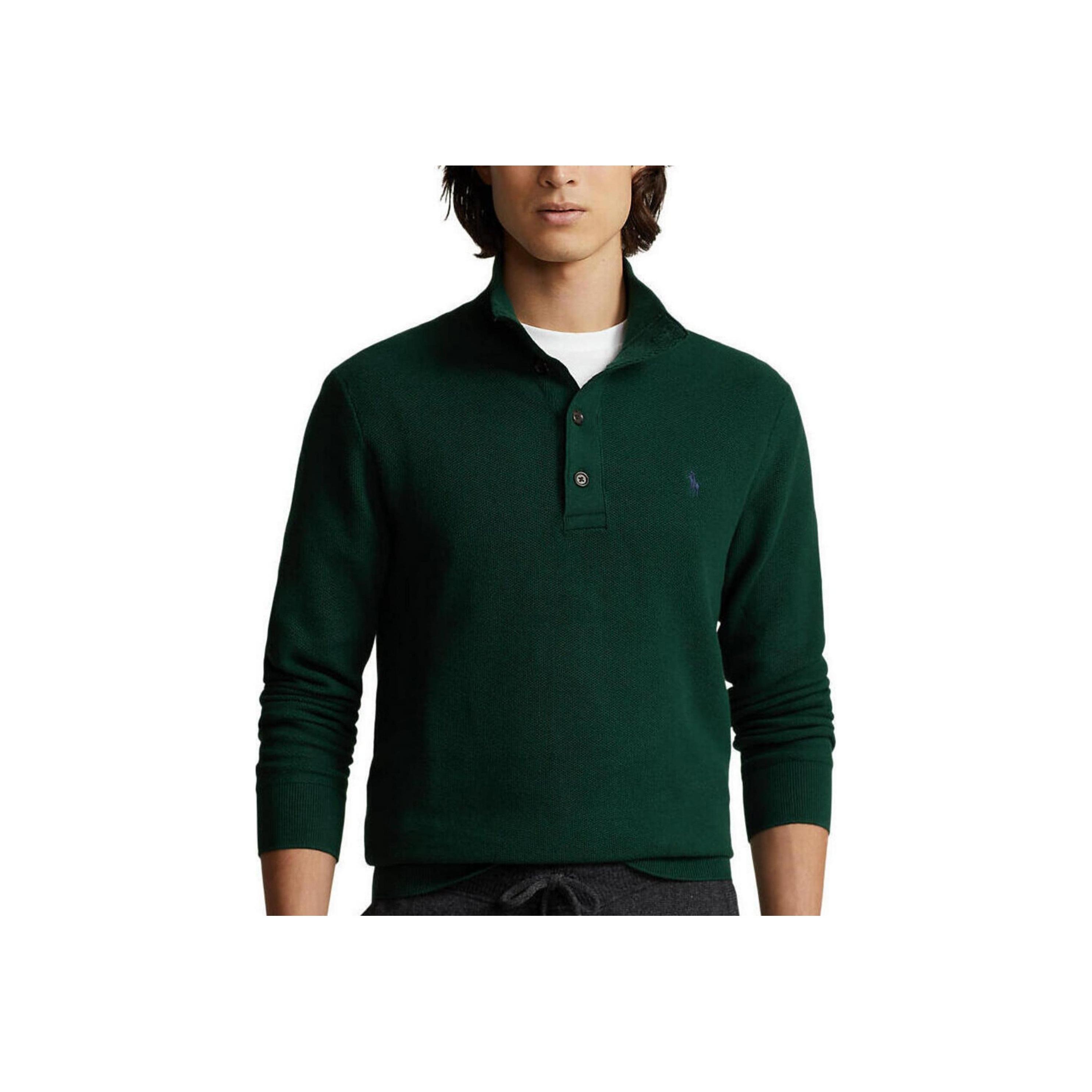 

Polo Ralph Lauren FW23 Вышитый логотип свитер с длинным рукавом Поло Мужские топы Зеленый 710918165-006 XL