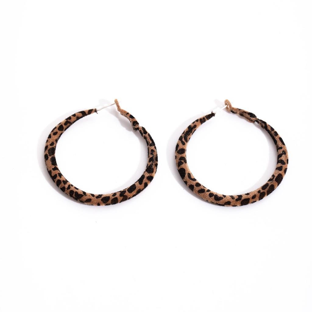 Retro Millennial Hong Kong Style Exaggerated Personality Geometric Leopard Print Earrings Fashion Temperament High Sense Earrings Women