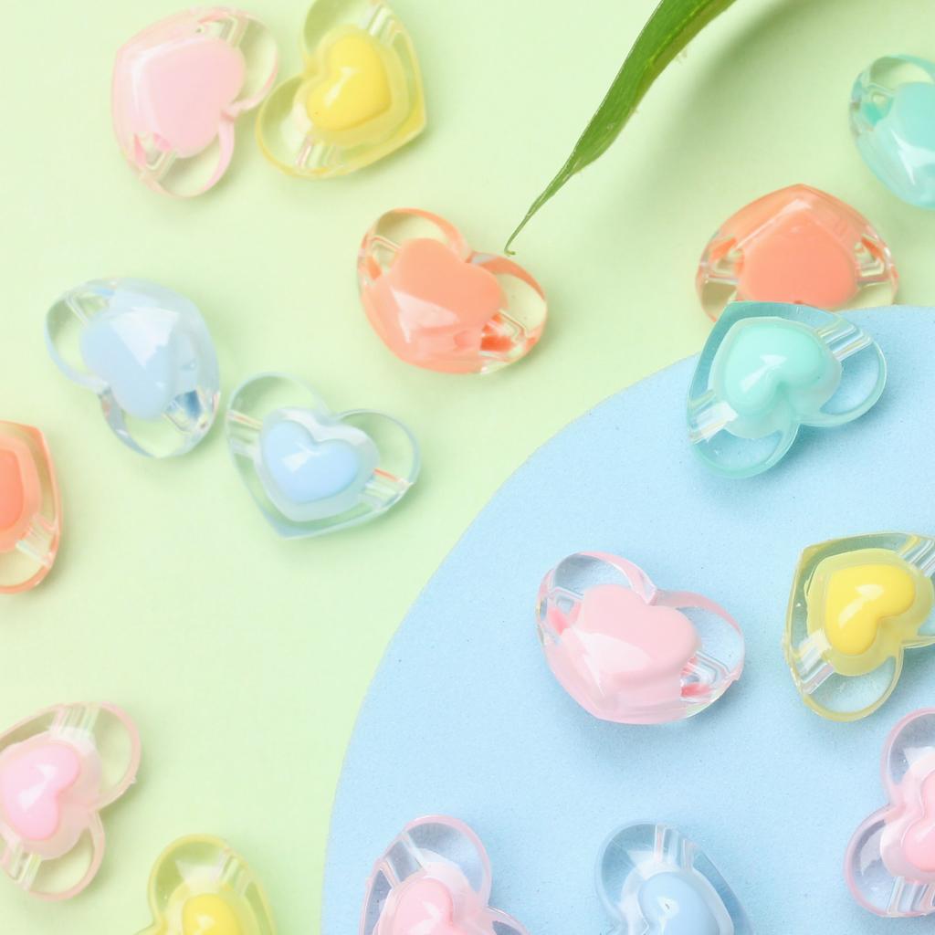 Candy Color For Jewelry Making Loose Beads DIY Crafts 10Pcs 13*17mm Pendant Heart Crafts Wholesale Necklace Bracelet Transparent Acrylic Unisex