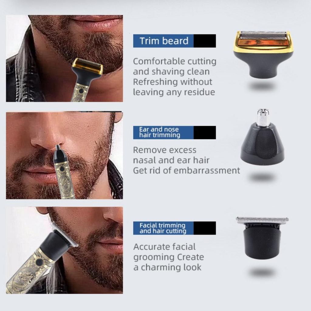 3-in-1 Electric Shaver with Digital Display, USB Rechargeable Beard Trimmer, Hair Clipper & Body Hair Shaver for Men