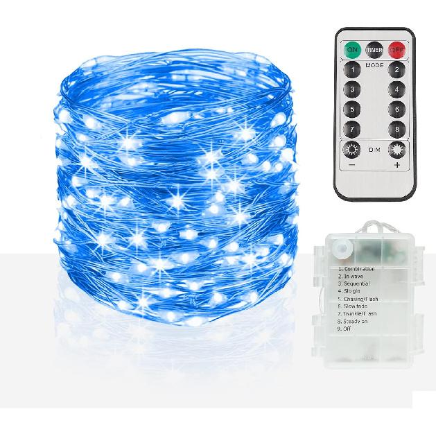 suddus Fairy Lights Battery Operated 33ft 100 LED String Lights Remote