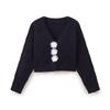Kaslead New Arrival Women's Clothing Fashion Style Fashion Minimalist Versatile Buttons Floral Decorations Knitted Long Sleeve Cardigan