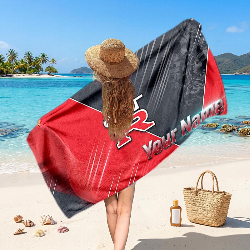 Nissan GT-R Customized Name Text Beach Towel, Soft Absorbent Towel Beach Pool Travel Personal Gift
