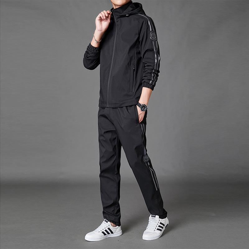 Men's Hooded Jacket and Track Pants Set - Spring/Autumn Casual Fashion