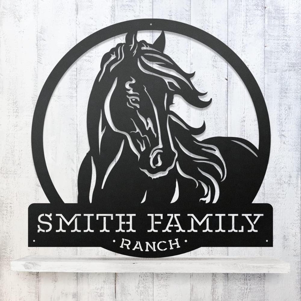 Custom Horse Ranch Sign Metal Wall Decor Rustic Farmhouse Gift Outdoor 12 inch