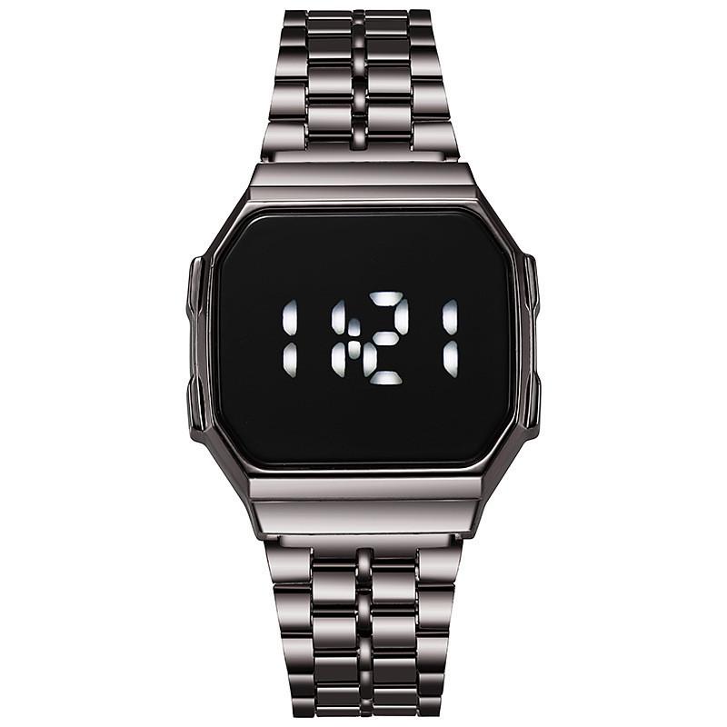 F91 Metal Band Touch Screen Led Digital Watch For Women Casual Fashion