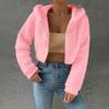 Women's Fashionable Casual Thick Fleece Top Short-Length Long-Sleeved Hooded Jacket