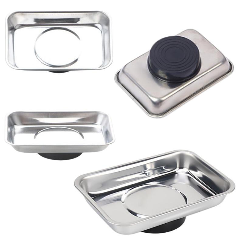 1Pcs Stainless Steel Magnetic Parts Rectangular Trays Screw Wrench Organizing Hardware Accessories Magnetic Tray