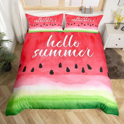 Set Copripiumino Anguria Bambini Ragazzi Ragazze Delizioso Stampa Frutta Set Biancheria da Letto Copripiumino Fresco Estivo Decorazione Camera 3 Pezzi