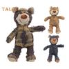 Squeaky Dog Chew Toy Interactive Plush Bear Toy with Sound Indestructible Dog Teeth Cleaning Toy for Aggressive Chewers