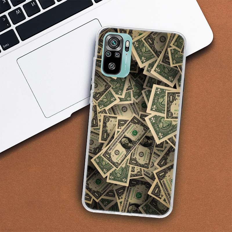 Banknote Dollar Cash Money Phone Case For Xiaomi Redmi Note 14 13 12 12S 11 Pro Plus 11S 10 10S 11T 11E Soft Transparent Shell C