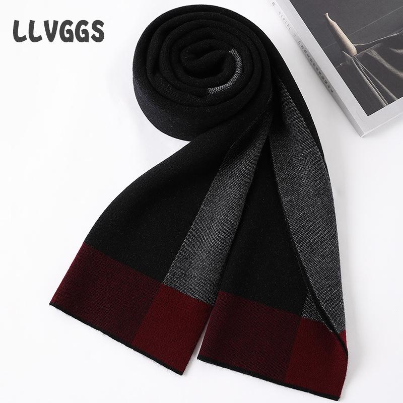 Winter New Men's Pure Wool Thickened Warm Autumn and Winter Suitable for Business Simple Versatile Travel Scarf Tide