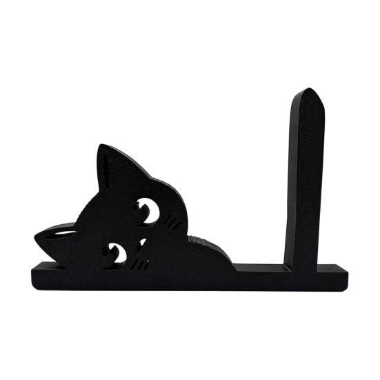 Cute Animal Tissue Holder Cat Shape Roll Paper Stand, Decorative Black Plastic Towel for Kitchen Holder, Stable Base Sturdy Dispenser Countertop Stand