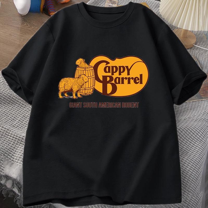 Cappy Barrel Capybara Tshirt Unisex Summer Cotton Short Sleeve Casual Graphic Tee Shirt Women Clothes Streetwear 90s T Shirts Top