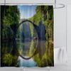 Modern 3D Printing Forest Refreshing Scenery Shower Curtain Waterproof Landscape Green Plant Mountain With Hooks Bathroom Decor