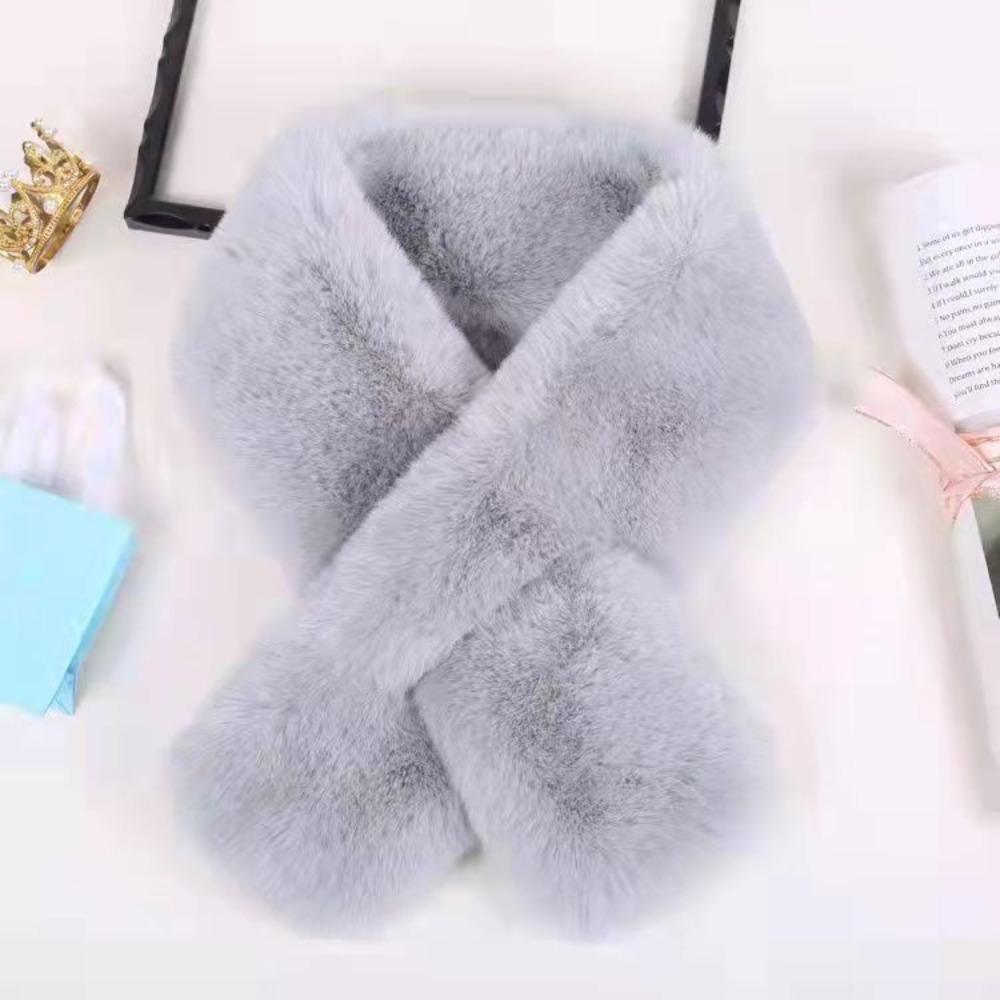 Girl Neckerchief Wrap Warmer Solid Color Female Cross Scarf Plush Scarf Neck Warmer Warm Scarf