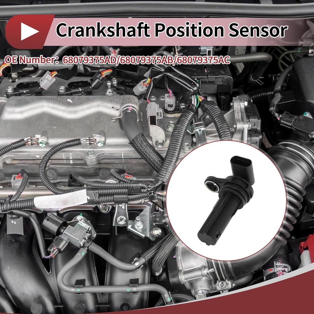 1 Pc Crankshaft Position Sensor for Jeep Grand Cherokee 3.6 16-24 Engine Crank CKP Sensor No.68079375AD Black Metal Plastic