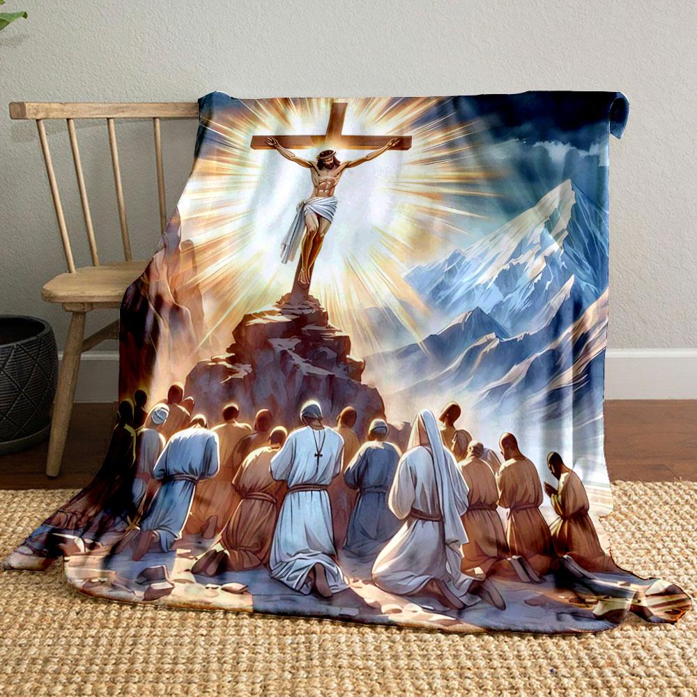 

Jesus Crucifixion Worship Blanket Printed Blanket for Living Room Bed Couch lunch break Soft Cozy Blanket for Friend s festival Gift 80cm x 120cm