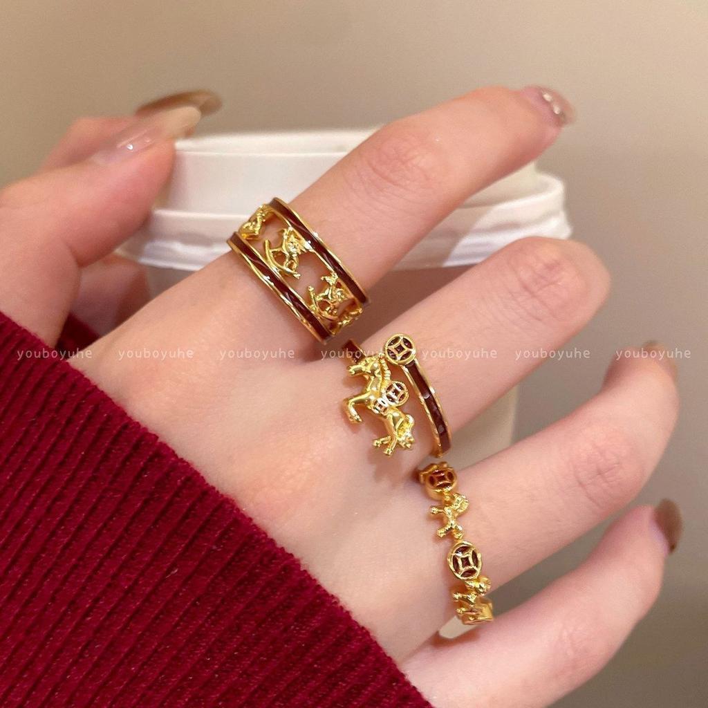 Niche Design Simple Double Layer Cross Set Ring Women's Ins Trendy Internet Celebrity Fashionable Personalized Adjustable Index Finger Ring
