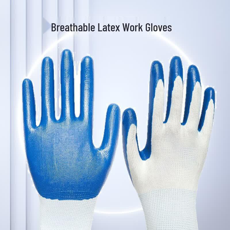YangAn Thickened Breathable Latex Work Gloves, 12-Pair Pack